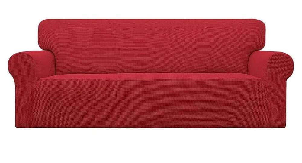 Easy-Going Stretch Sofa Slipcover Christmas Red